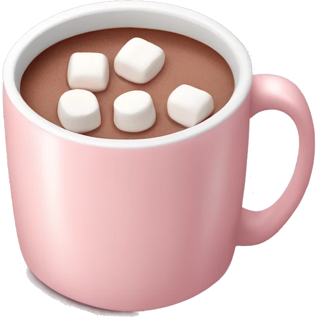 Light Pink mug of hot chocolate with marshmallows  emoji