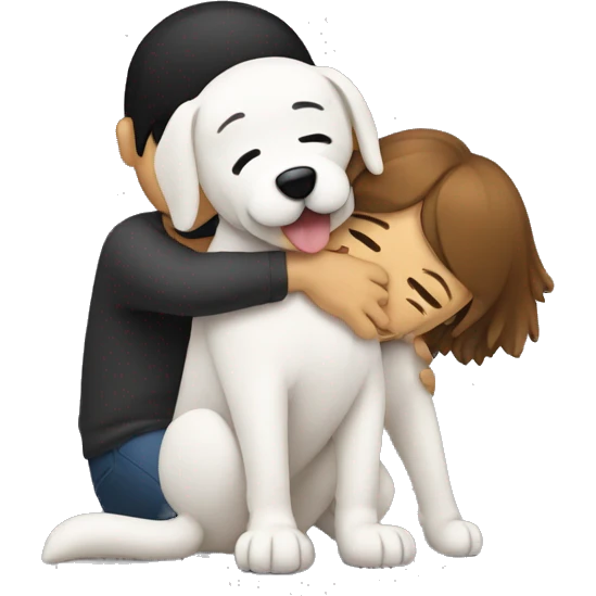 Person hugging dog emoji
