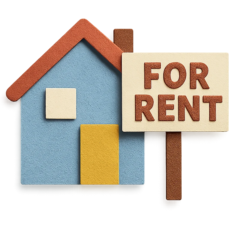 house with a 'for rent' sign emoji