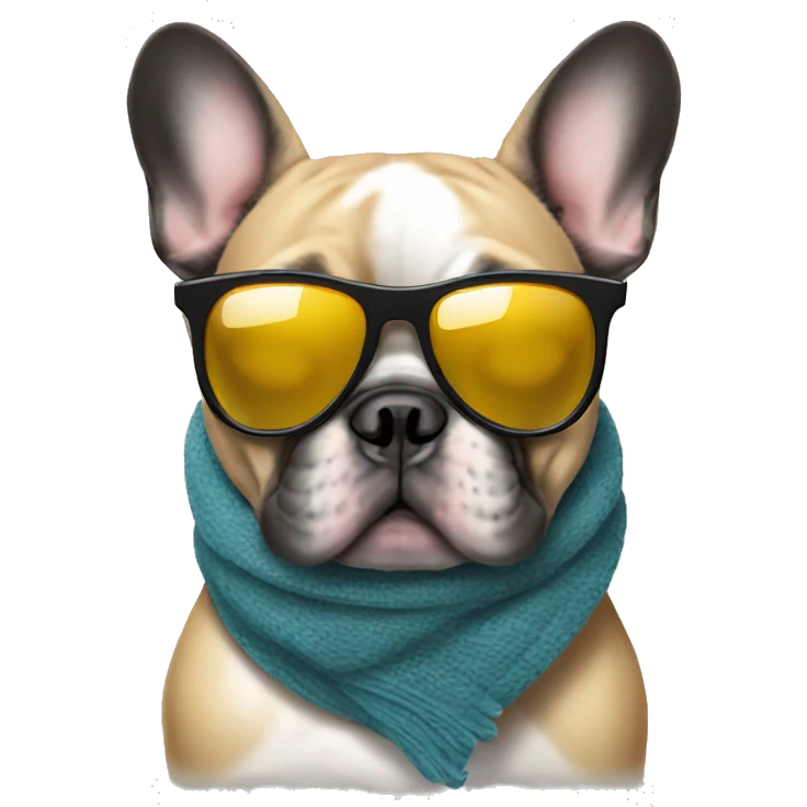 French bulldog wearing sunglasses and a scarf  emoji