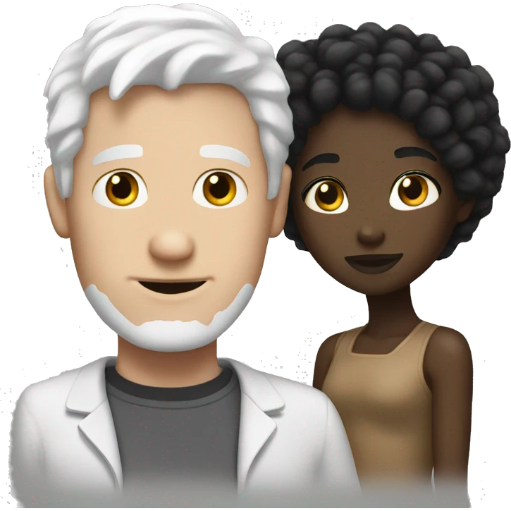 White guy with black girl white hair emoji