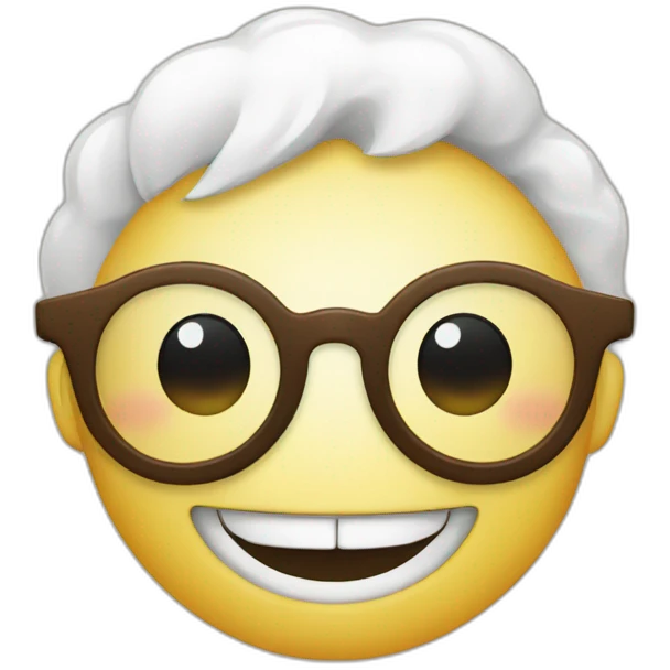 smiley long teeth round glasses emoji