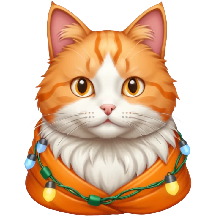 cat wrapped in christmas lights emoji