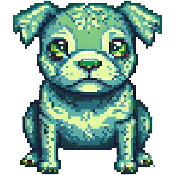 animal with dog body and frog face, pixel art style emoji