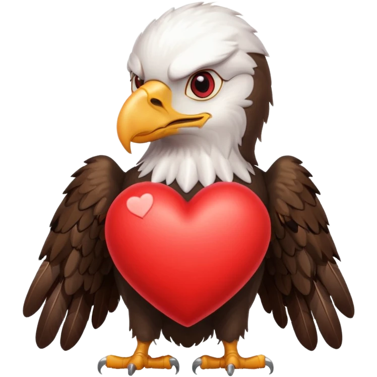 an eagle hugging a red heart emoji