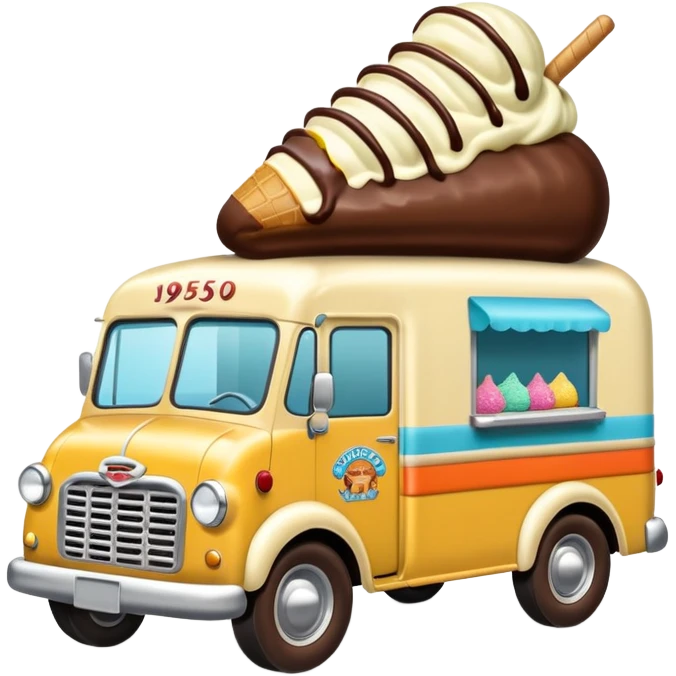 Chocolate nut sprinkle covered 1950 ice cream truck  emoji
