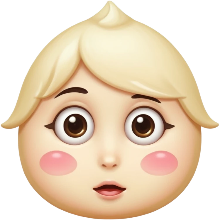 shy vanilla cream with a dollop on top, big eyes, rosy cheeks emoji