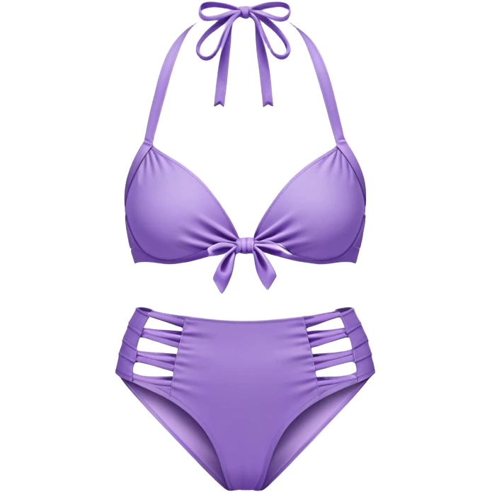 Retro light purple bikini halter top with high waisted leafy bottoms emoji