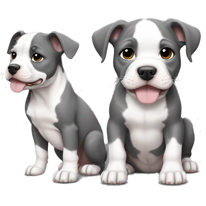  Puppy pitbull with one side of the face gray and the other side white emoji