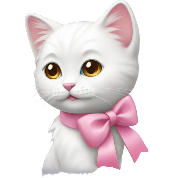 white kitty with pink bow emoji