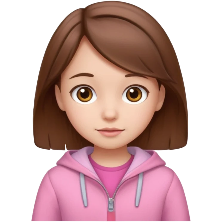 cute small girl, brown hair, pink clothes emoji