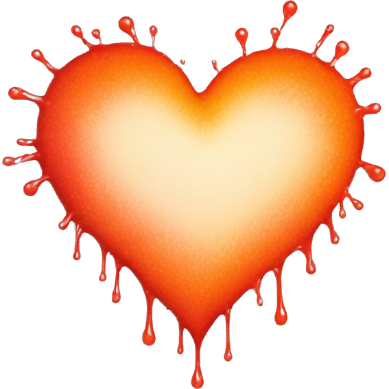 splattered paint heart glowing red-orange warmth emoji