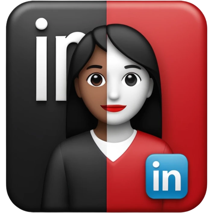 logo linkedin en noir et rouge emoji