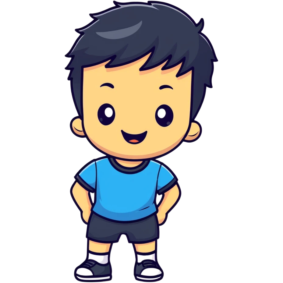 Cute little boy with a playful expression emoji
