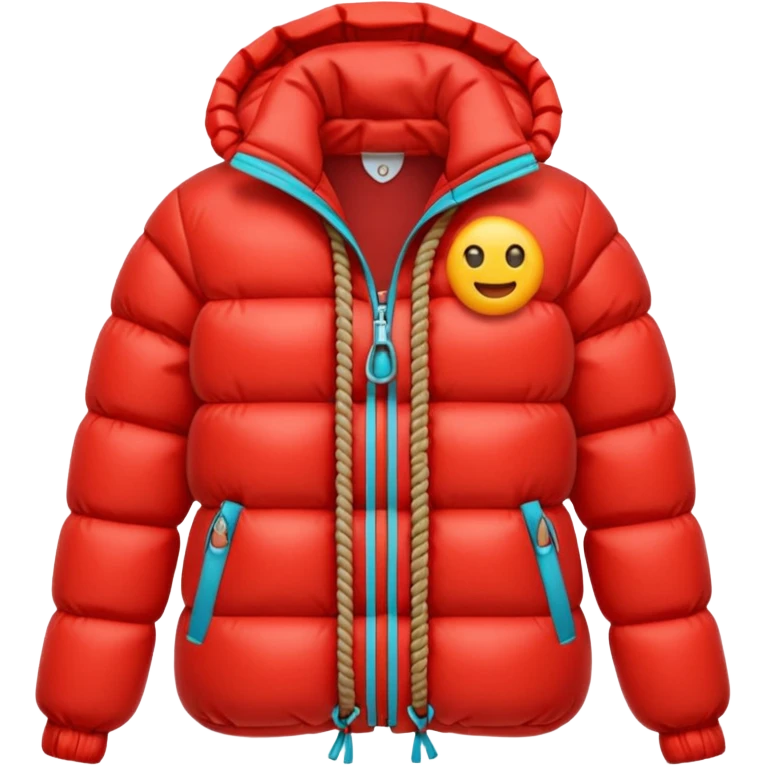 emoji dressing a down jacket, with ropes around it emoji