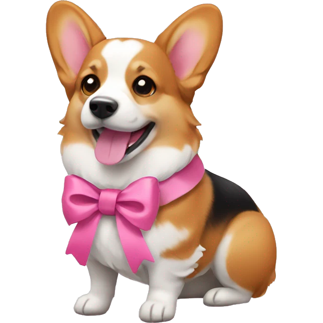 Corgi with pink ribbon emoji