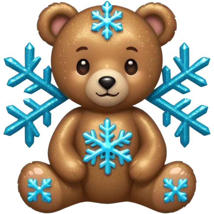 glitter bear with cyan snowflake emoji