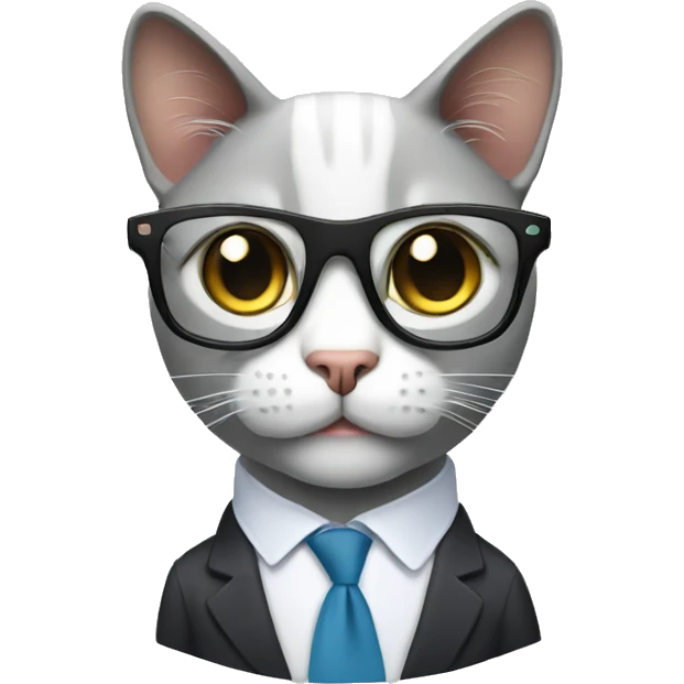 Business cat with smart glasses emoji