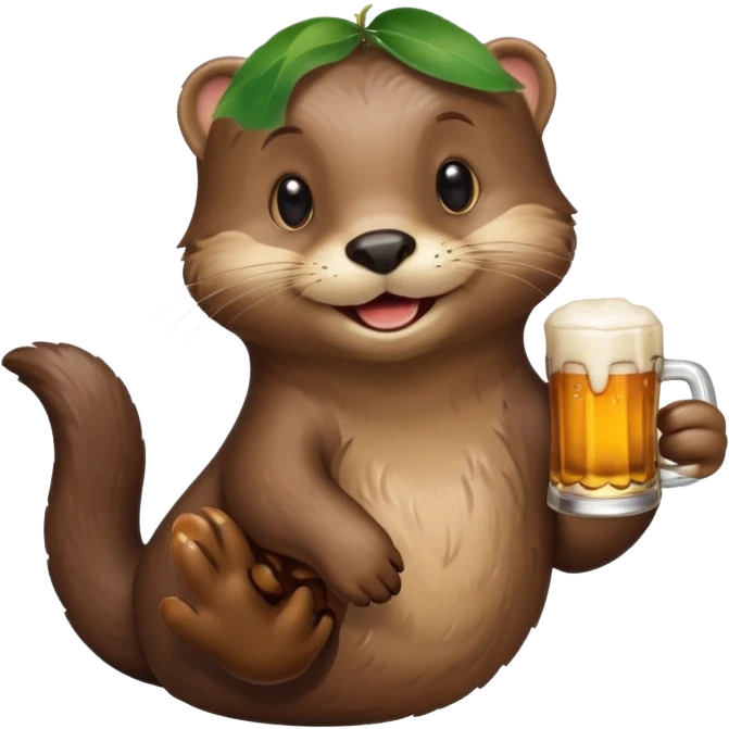 Otter holding a beer emoji