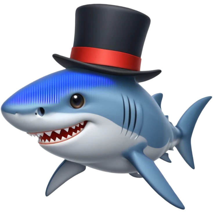 Shark with a top hat emoji