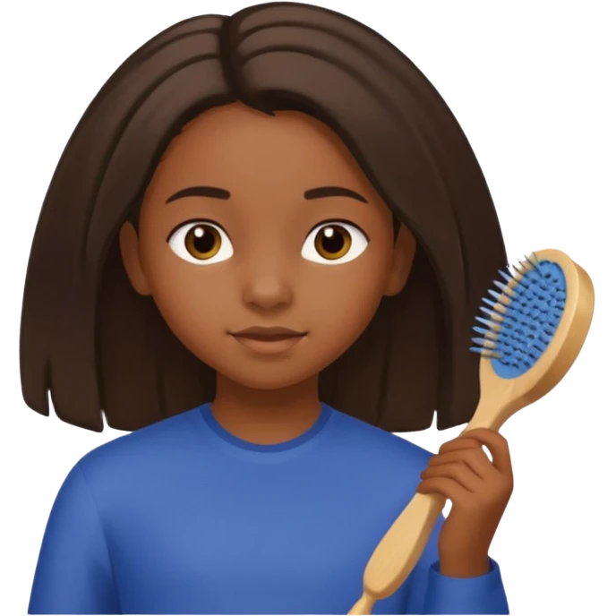 A black 12 yr old girl brushing her shoulder length hair emoji