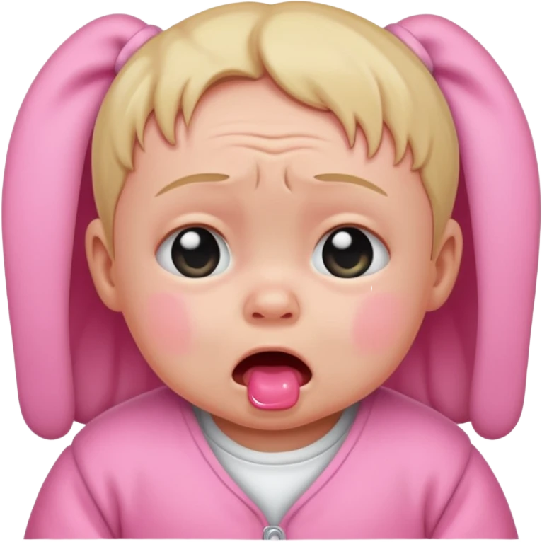 a portrait of crying baby , wearing pink clothes emoji