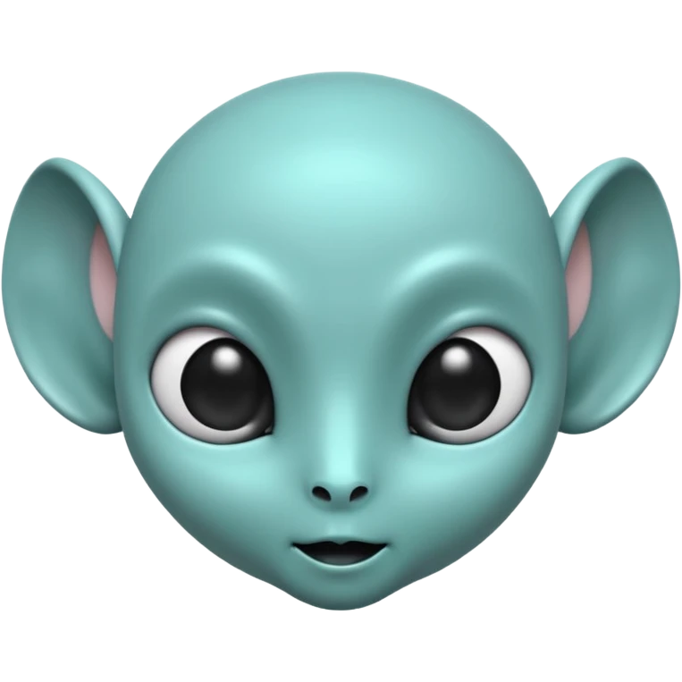 teal smooth alien with two rounded ears and big pure black eyes emoji
