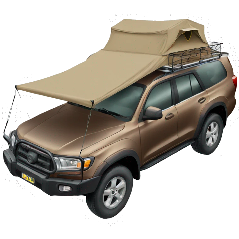 Brown 4wd car with roof top tent  emoji
