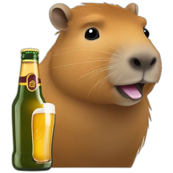 Capybara buvant une bière emoji