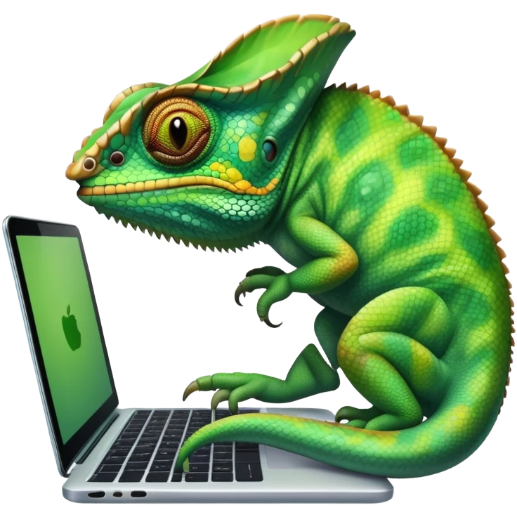chameleon typing on laptop emoji