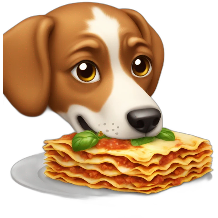 Dog eating lasagna  emoji