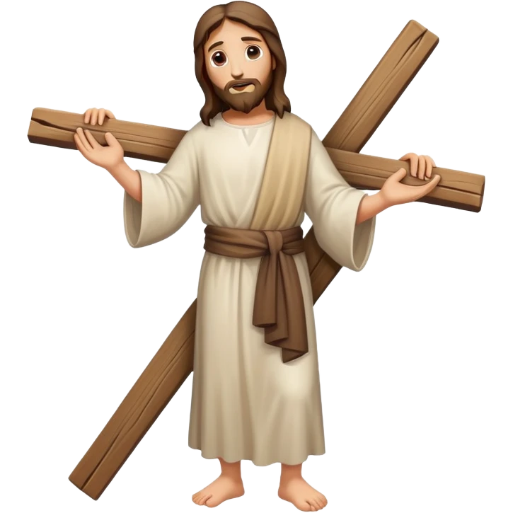 Jesus carrying a large well-shaped cross fullbody simplified emoji