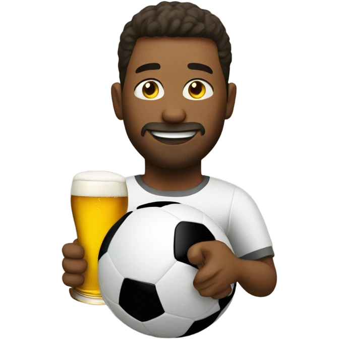 Man with beer playing soccer emoji