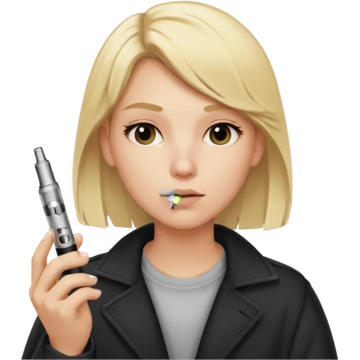 vaping person with blonde hair holding a vape pen emoji