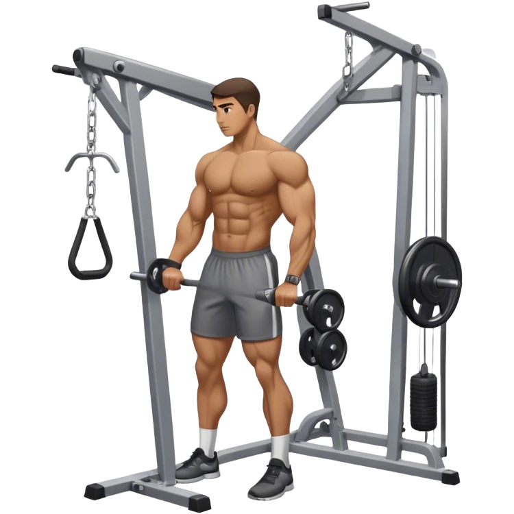 side-view man standing cable-machine tricep-pushdown emoji