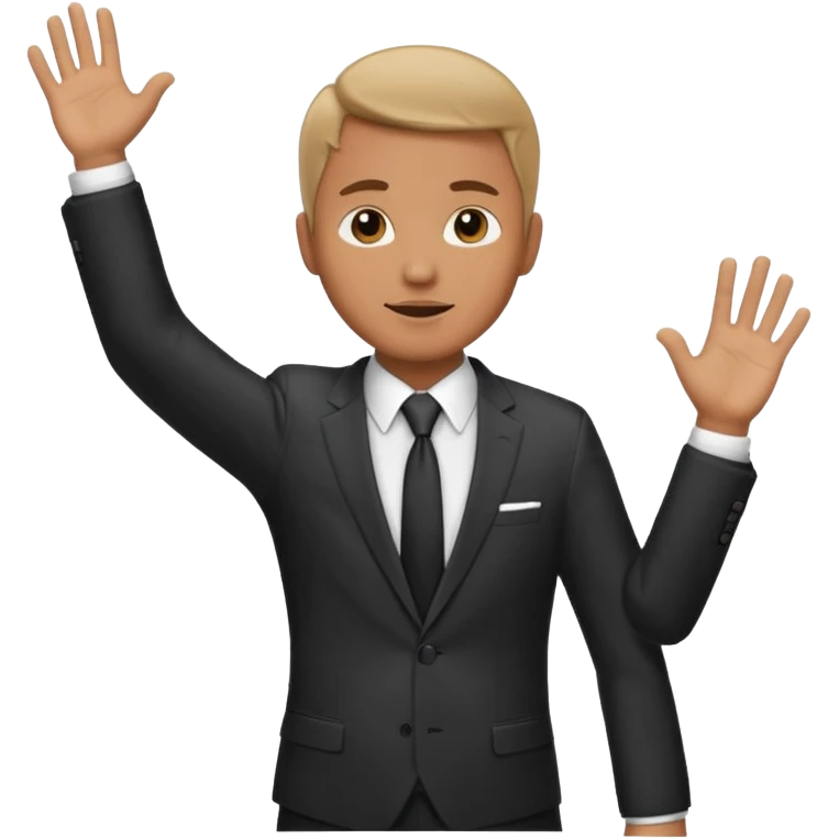 Hands up man meme put a suit on him with tie emoji