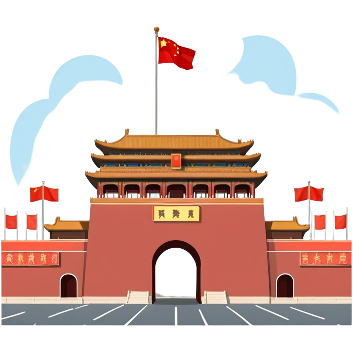 Tiananmen Square gate, Beijing, Chinese architecture, travel illustration emoji