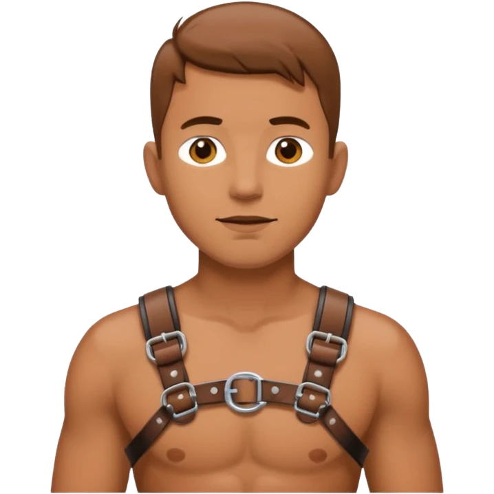gay man wearing a harness emoji