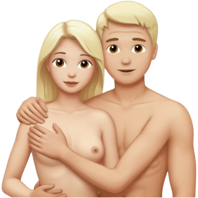 naked white blonde woman standing next to naked white blonde man emoji
