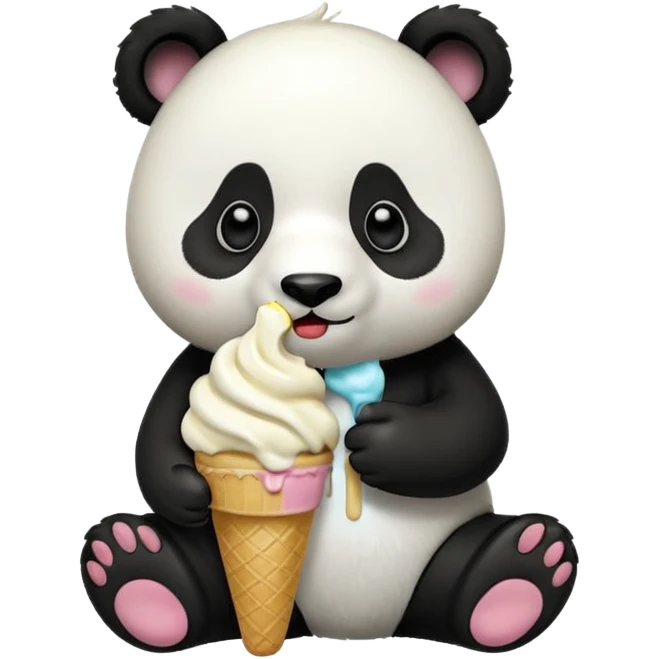 Panda eating ice cream emoji
