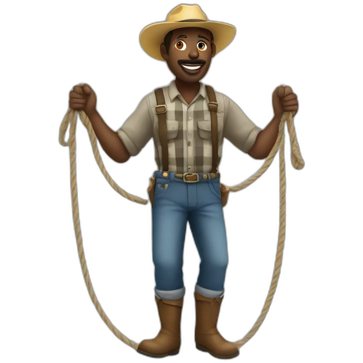 Black farmer on rope emoji