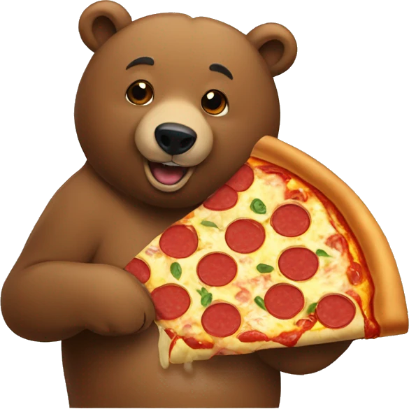 Bear eat pizza with dog emoji