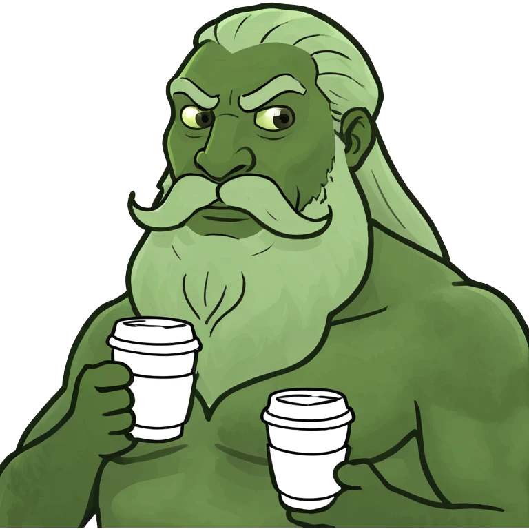 Zeus holding two cups of coffee emoji