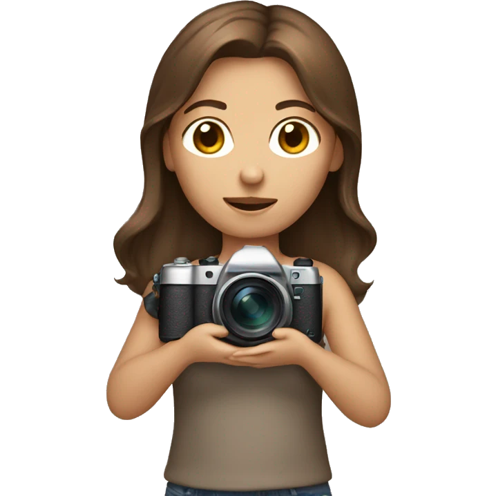 brown hair girl with camera emoji