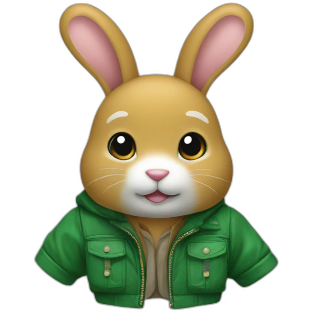 Doudou lapin avec veste verte emoji
