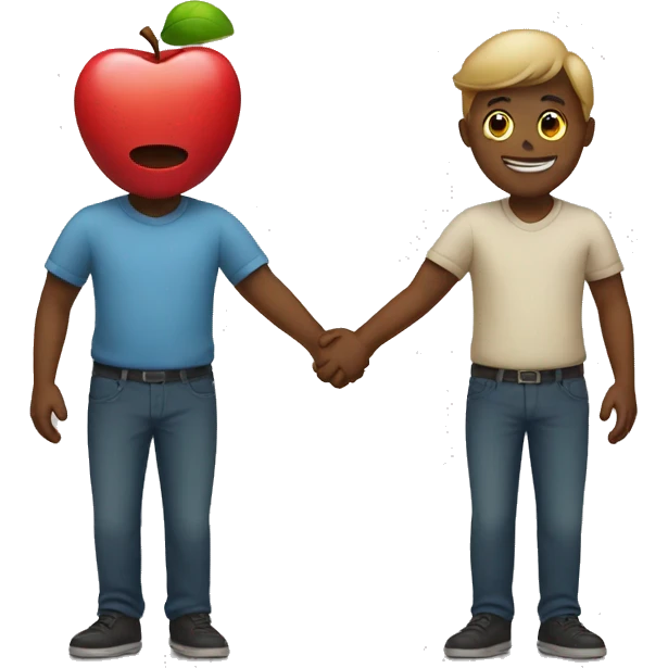 two apple holding hands emoji