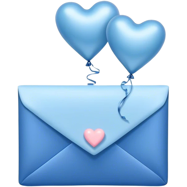 dark blue love letter in pastel blue and perl metallic heart-shaped balloons emoji