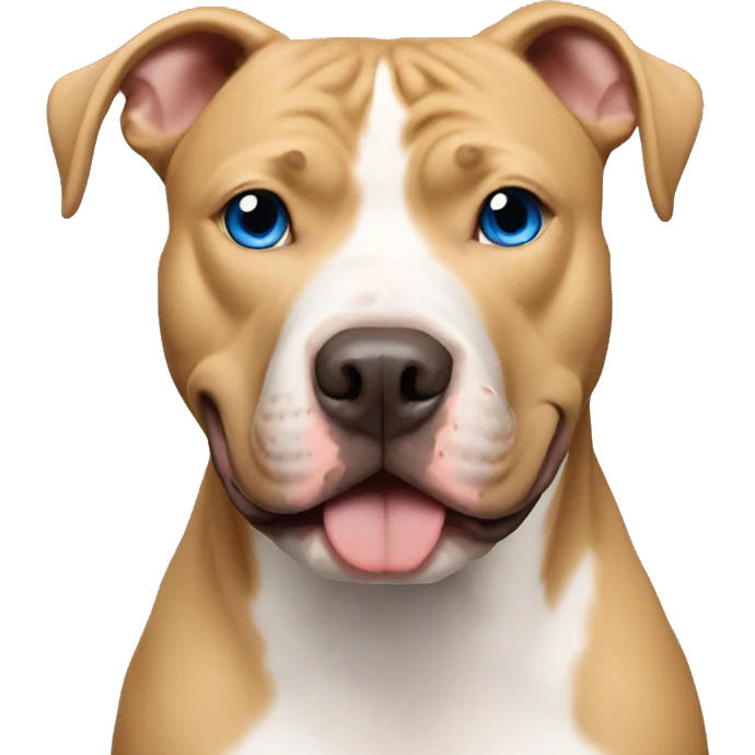 Pitbull with blue eyes and blonde/tan fu emoji