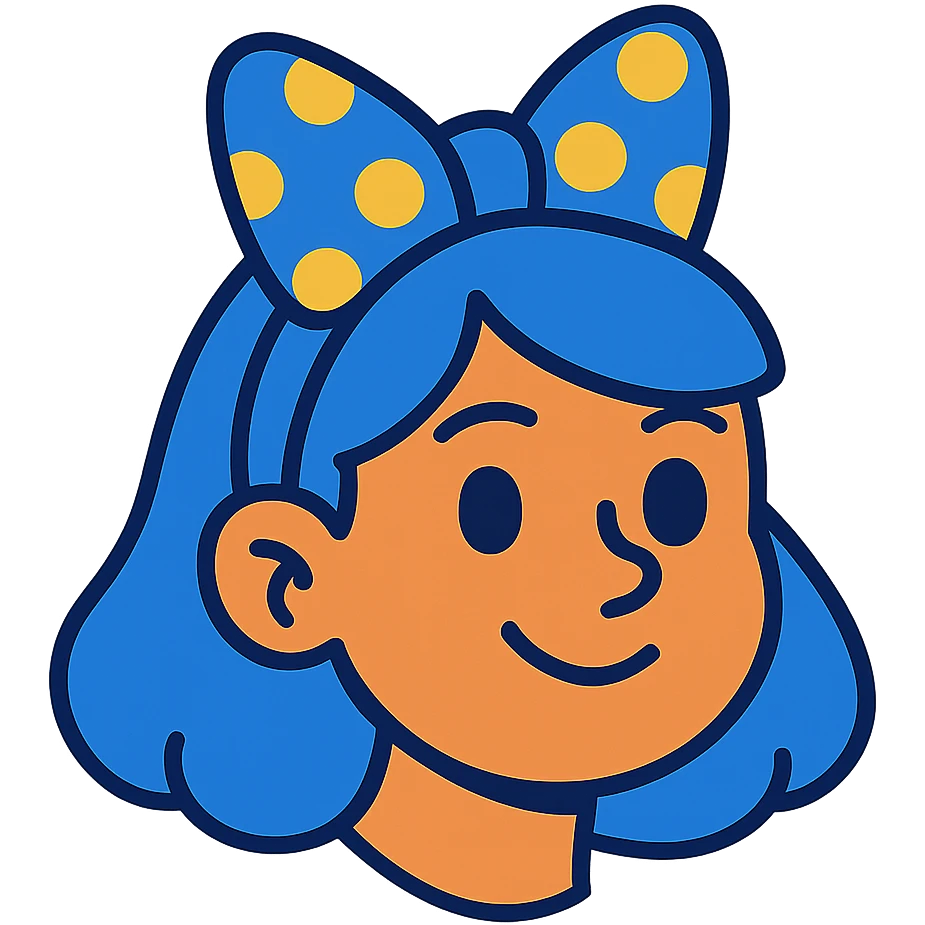 blue hairband with yellow spots, cartoon style emoji
