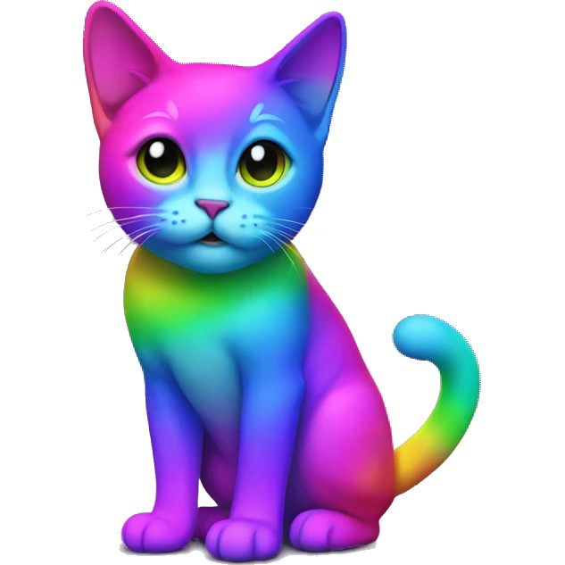 Neon Rainbow Cat Full Body emoji